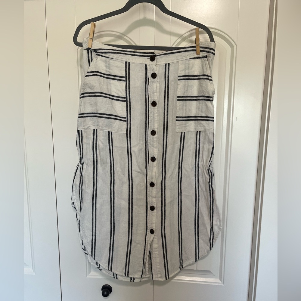 Gap Striped Linen Skirt Knee Length